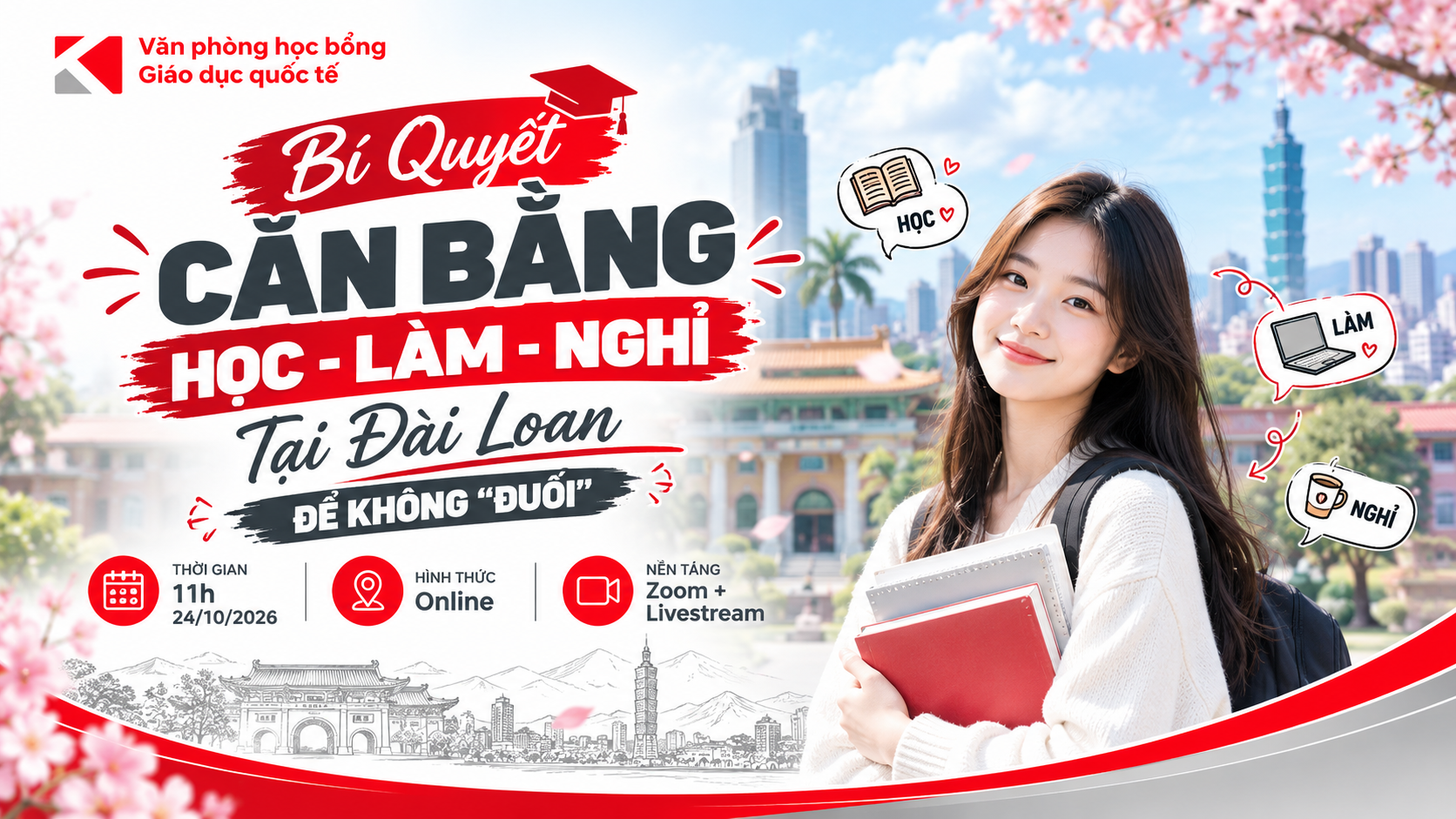 [Webinar 24/10] Bí Quyết Cân Bằng Học - Làm - Nghỉ Tại Đài Loan Để Không 