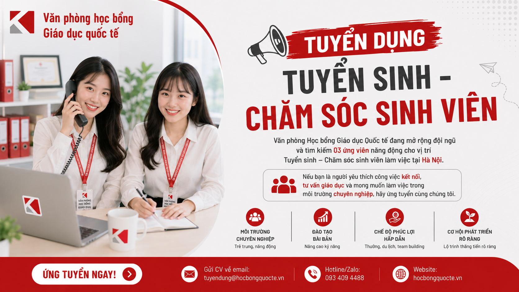 TUYỂN DỤNG: TUYỂN SINH – CHĂM SÓC SINH VIÊN
