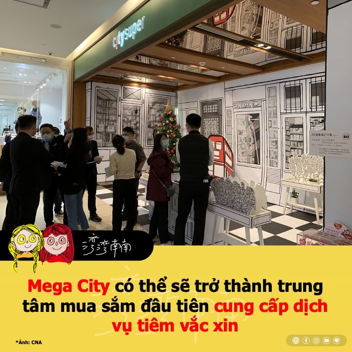Mega City ở quận Banqiao của thành phố Tân Bắc có thể sẽ trở thành trung tâm mua sắm đầu tiên ở phía bắc Đài Loan cung cấp dịch vụ tiêm vắc xin COVID-19 vào tuần tới