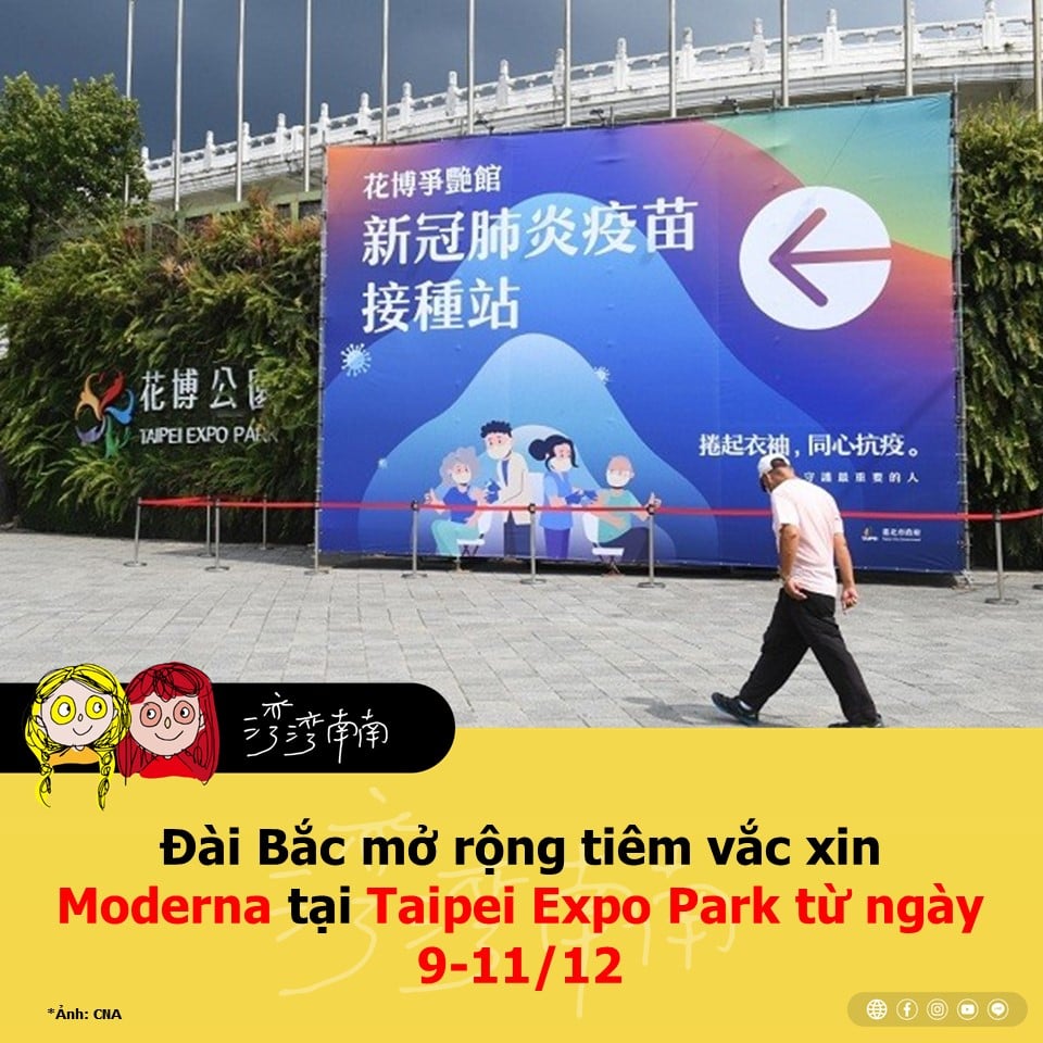 Đài Bắc mở rộng tiêm vắc xin Moderna tại Taipei Expo Park từ ngày 9-11/12 