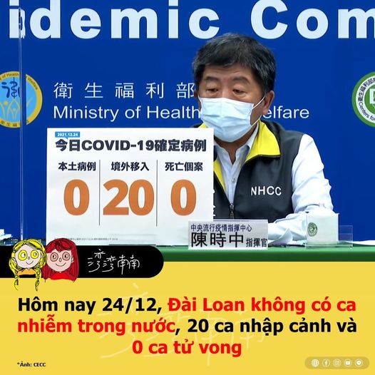 Hôm nay Đài Loan không có ca nhiễm trong nước, 10 ca nhập cảnh và 0 ca tử vong 