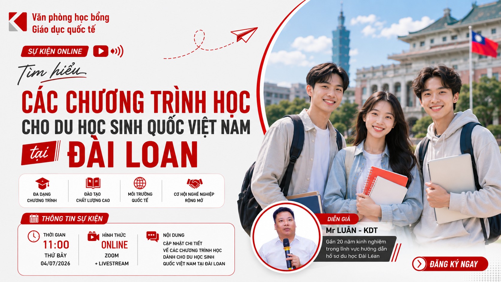 Sự Kiện Trực Tuyến: Các Chương Trình Du Học Đài Loan Cho Sinh Viên Việt Nam