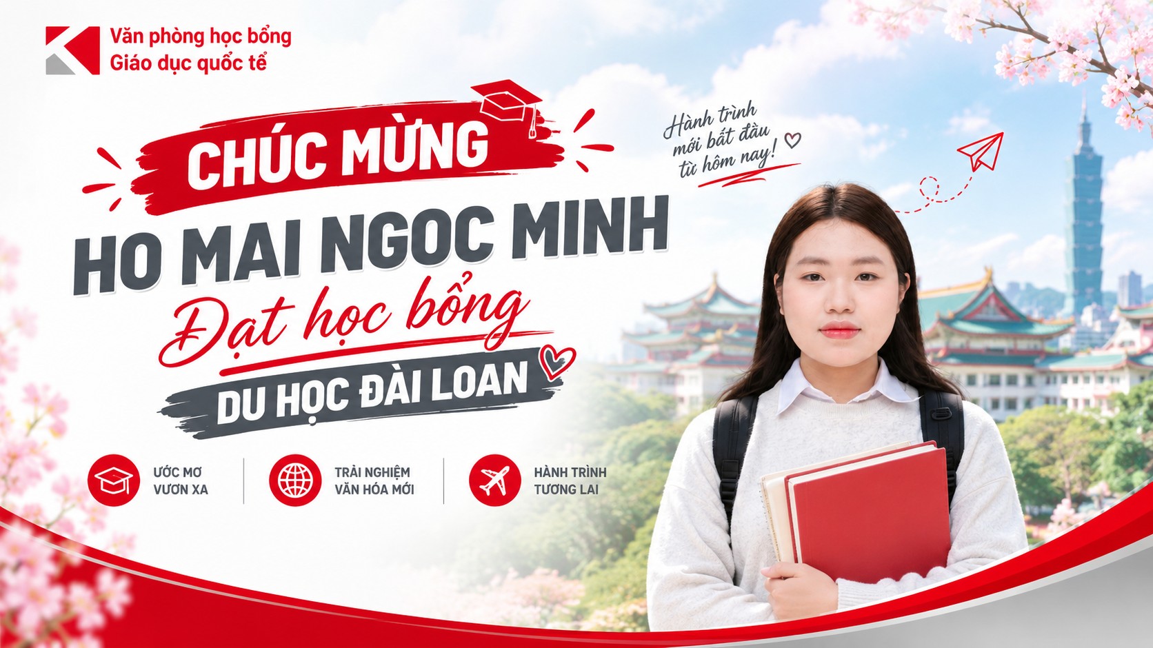 Chúc Mừng Ho Mai Ngoc Minh Đạt Học Bổng I-Shou Đài Loan