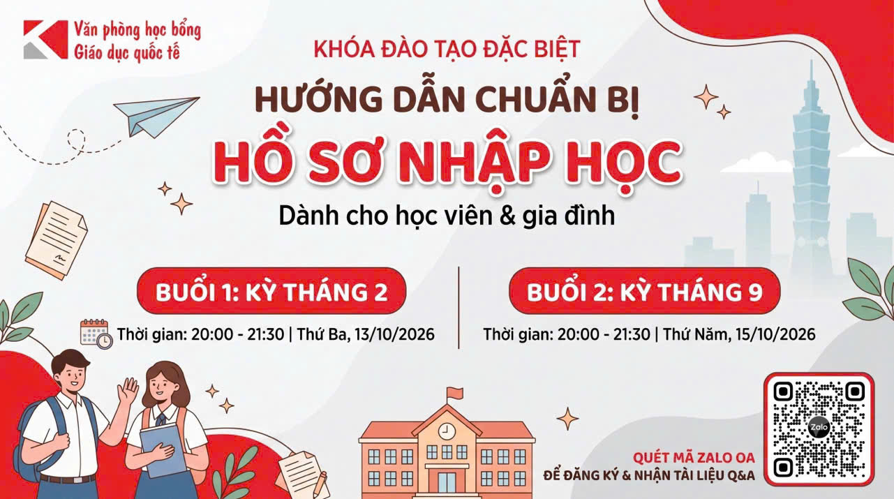 [Webinar 13/10] Chuẩn Bị Hồ Sơ Du Học Đài Loan Kỳ Tháng 2
