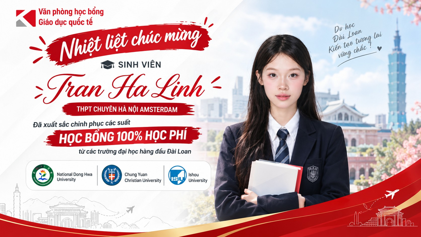 Vinh Danh Sinh Viên Tran Ha Linh Đạt Học Bổng Cao Các Trường Đài Loan