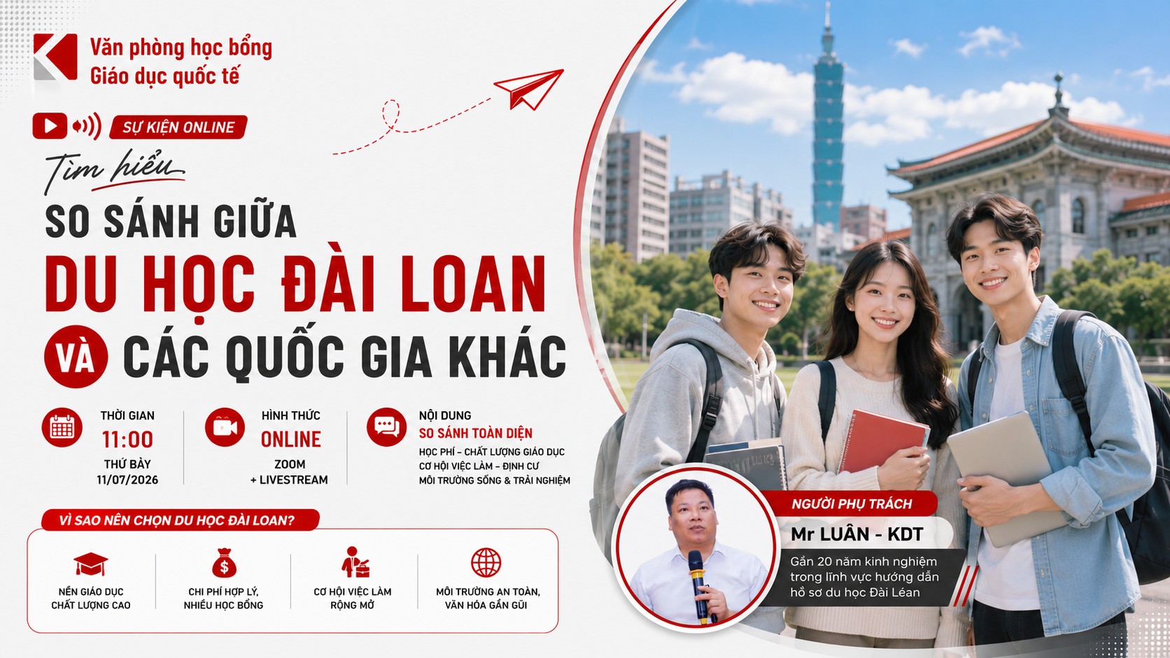 So Sánh Du Học Đài Loan & Các Nước Khác | Sự kiện Zoom 11/7/2026