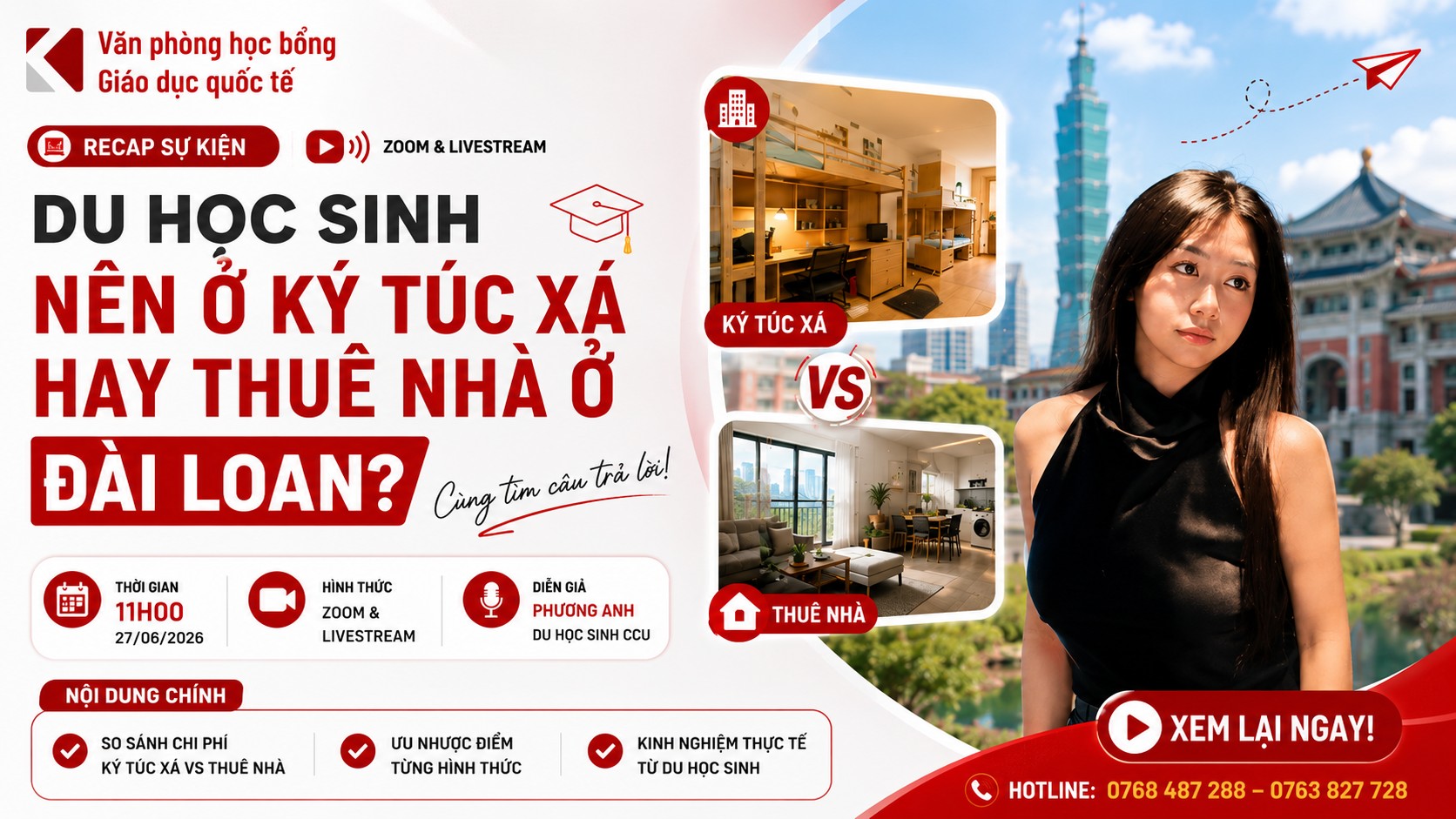[Recap Sự kiện 27/06/2026] Nên ở ký túc xá hay thuê nhà khi du học Đài Loan?