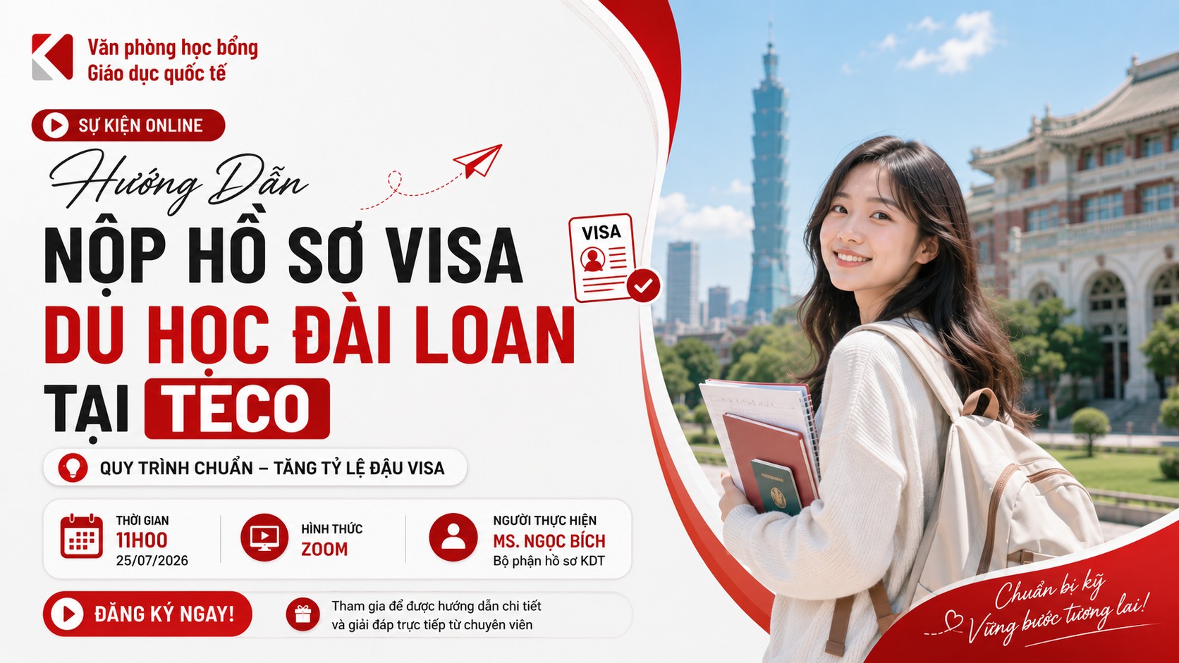 Zoom 25/7: Hướng Dẫn Nộp Hồ Sơ Visa Du Học Đài Loan Tại TECO