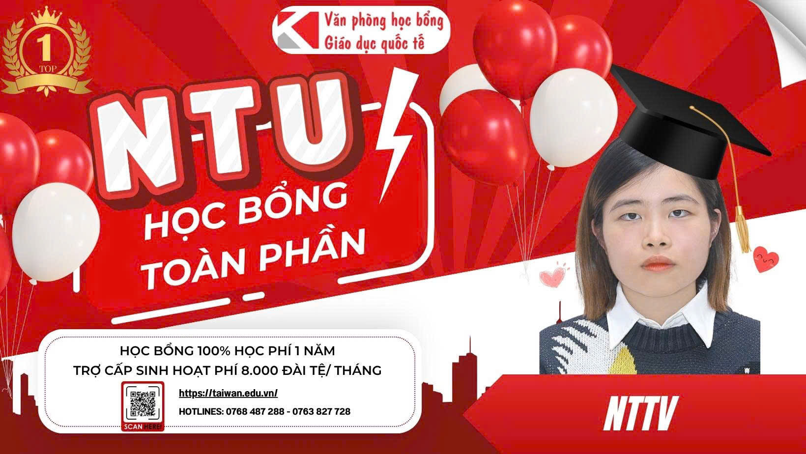 Sinh viên Việt chinh phục học bổng toàn phần NTU – TOP 1 Đài Loan